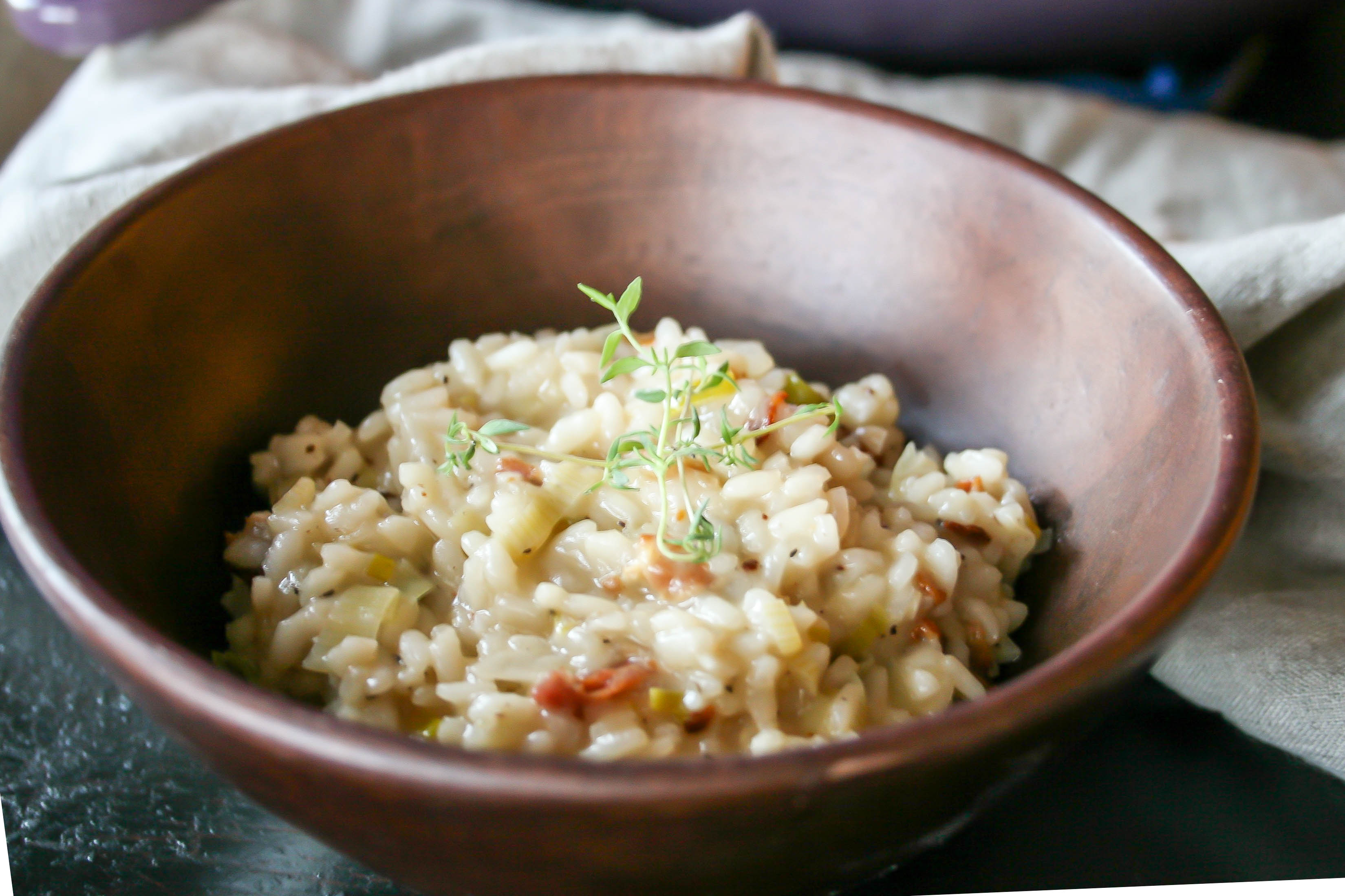 creamy pancetta leek risotto a small batch recipe for two a flavor