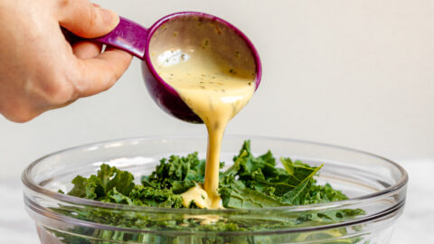kale salad dressing red wine vinegar WINTER KALE SALAD WITH BLACK PEPPER RED WINE VINAIGRETTE